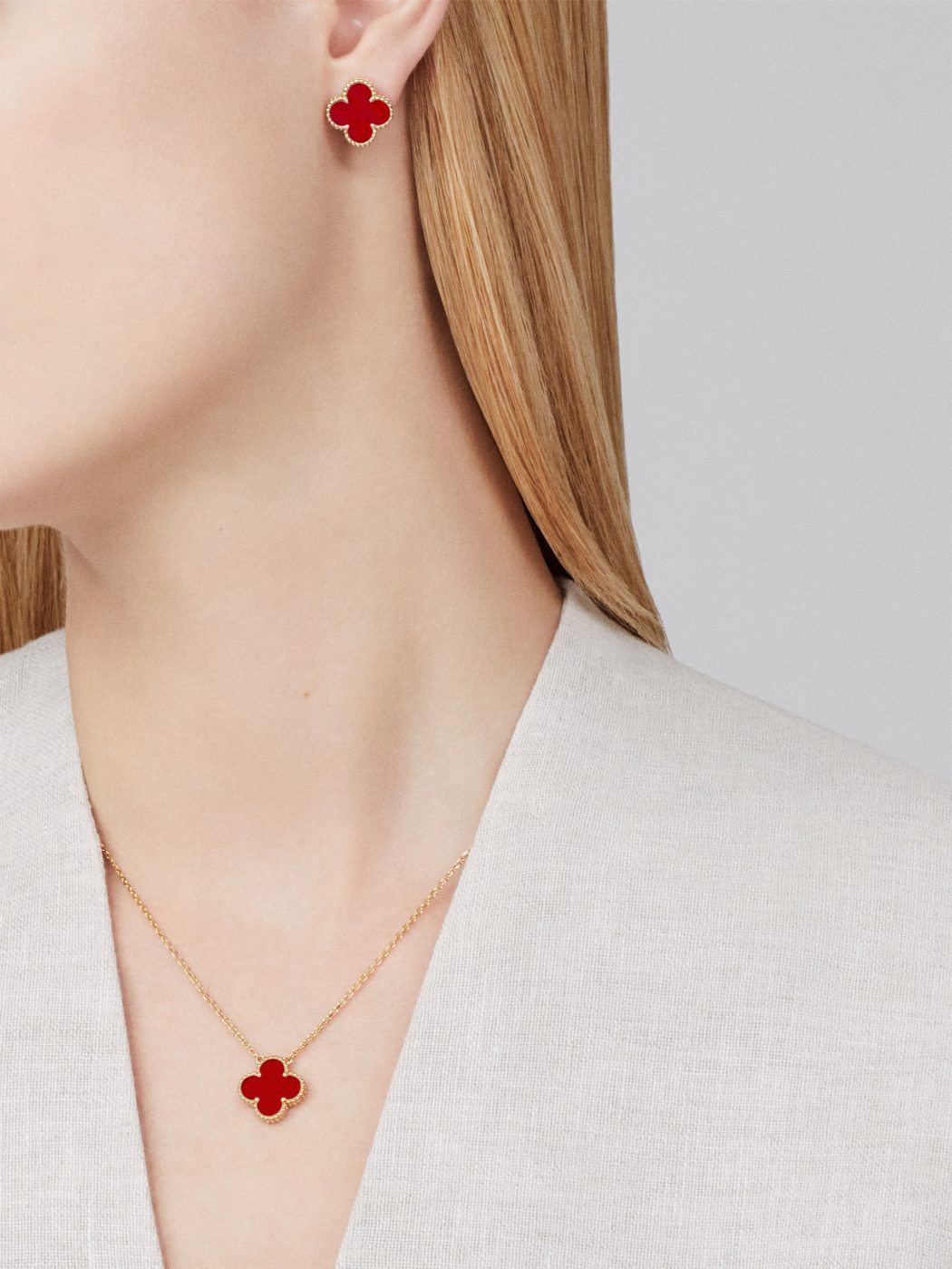 Jóia em ouro 18kt - colar 1 flor burgundy _1