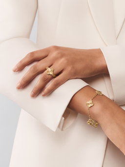 Bracelete 5 flores all gold 