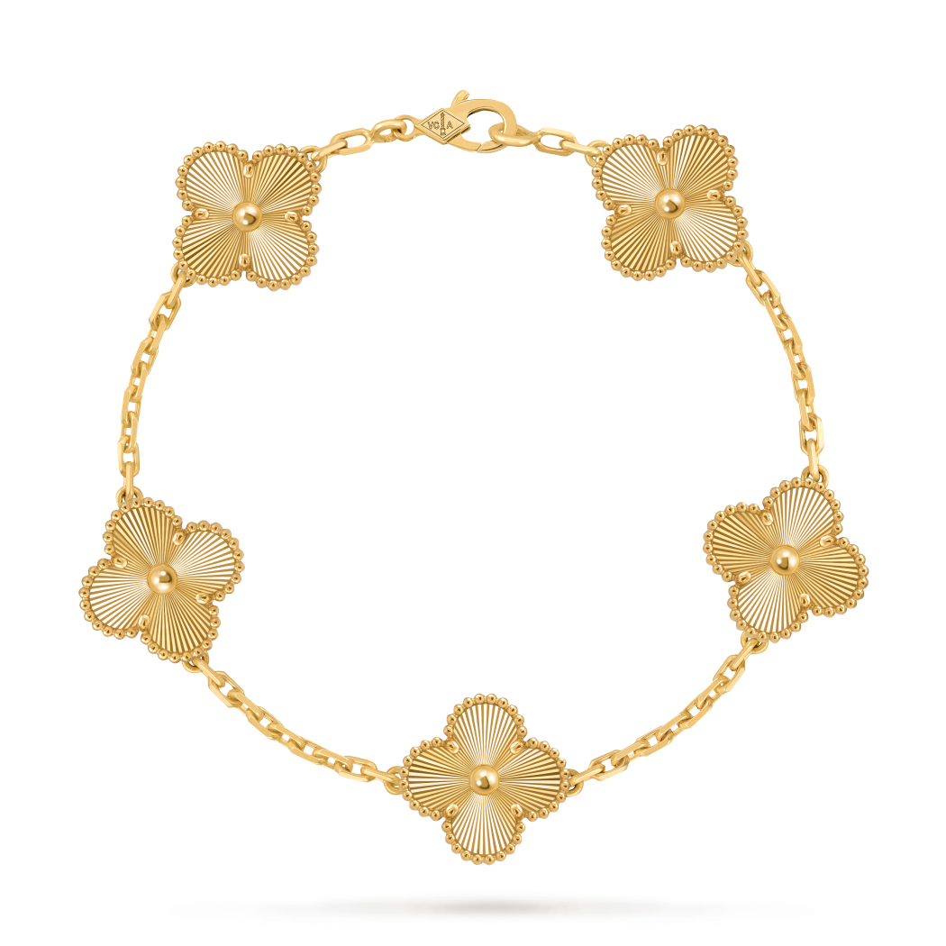 Bracelete 5 flores all gold _0