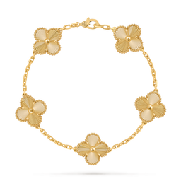 Bracelete 5 flores all gold 