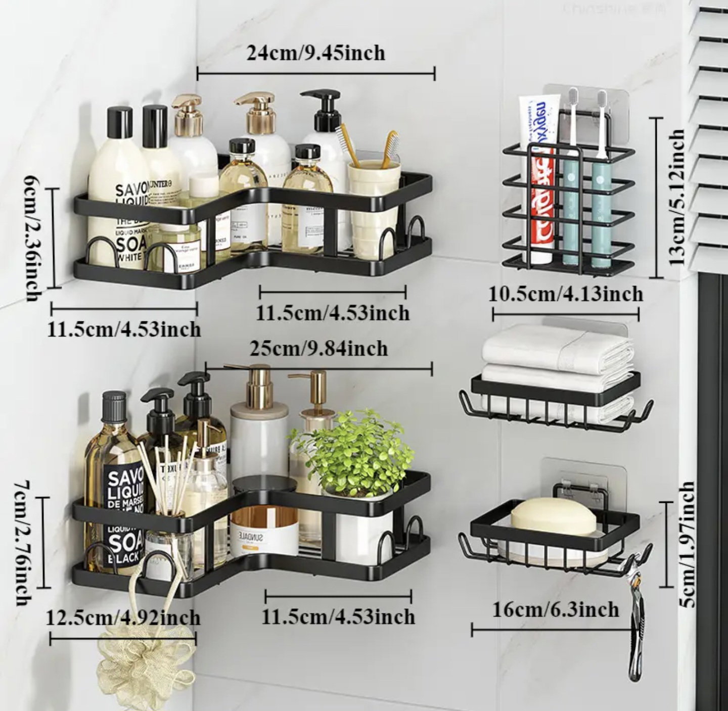 5 Pieces Corner Shower Caddy, Shower Space Saver_2