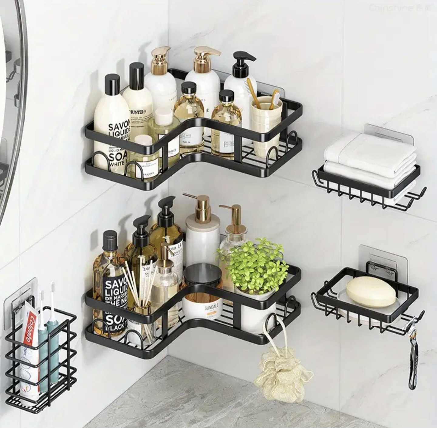 5 Pieces Corner Shower Caddy, Shower Space Saver_1