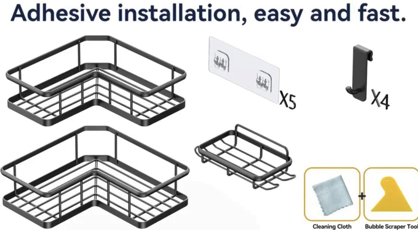 5 Pieces Corner Shower Caddy, Shower Space Saver_5