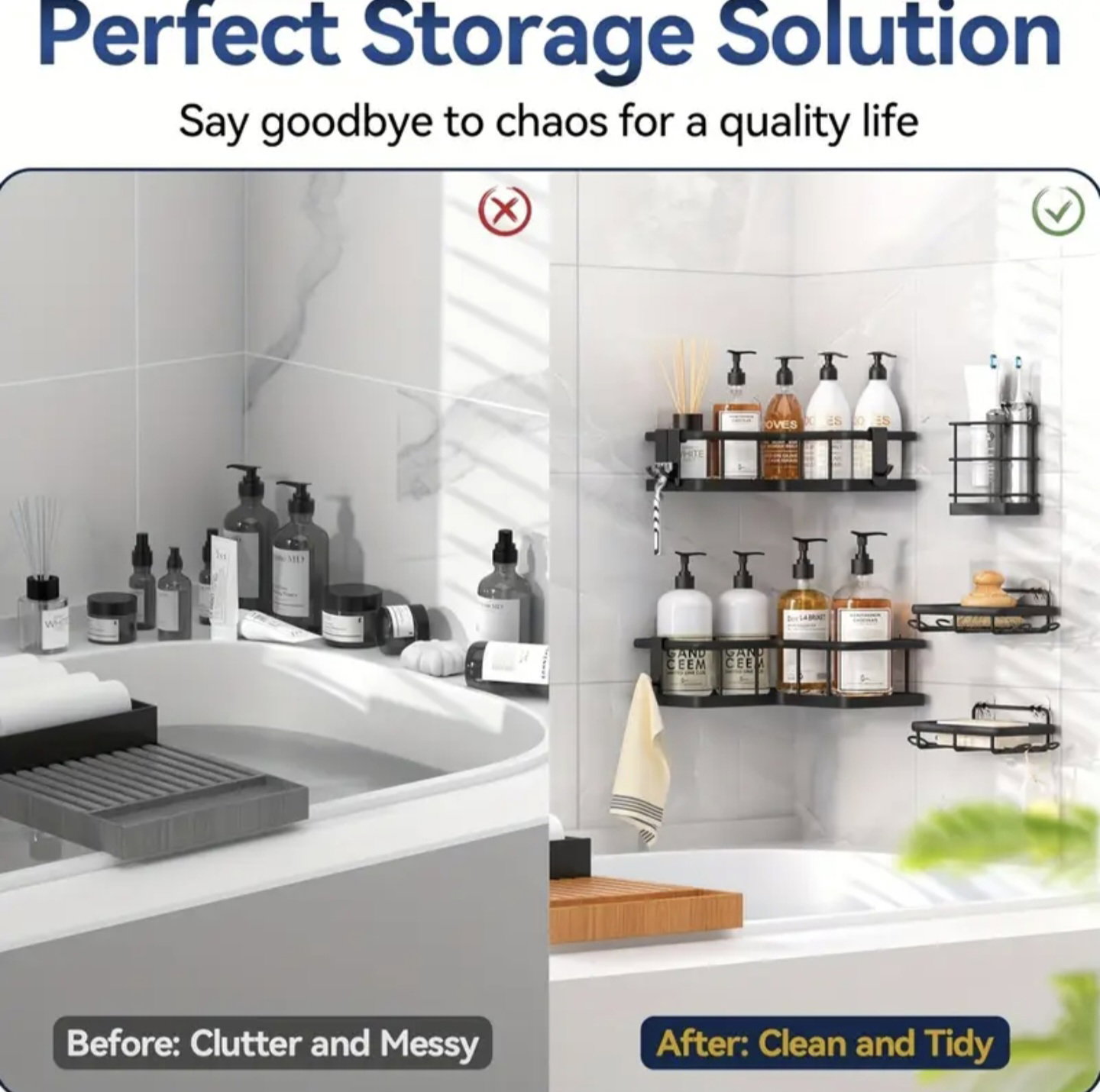 5 Pieces Corner Shower Caddy, Shower Space Saver_8