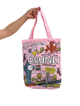 Brunei Tote Bag Doodle (Pink)