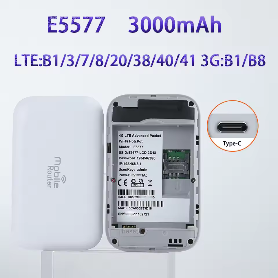 E5577 4G wireless router mobile wifi router 4G LTE MIFI 3000mAh battery LCD_2