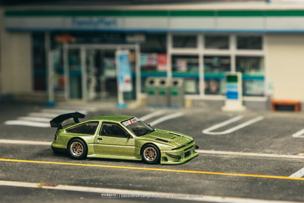 TARMAC WORKS MODEL 1/64 TOYOTA SPRINTER TRUENO AE86 WIDEBODY GREEN BY JON SIBAL_0