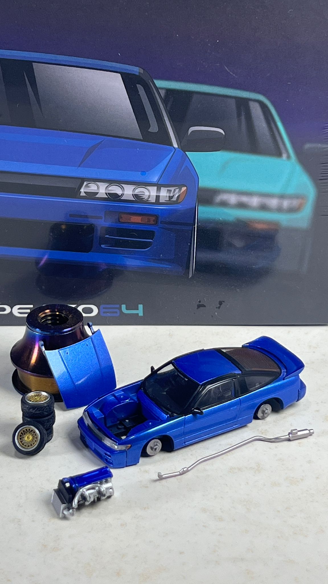 PEAKO MODEL 1/64 NISSAN SILVIA S13 - BLUE_3