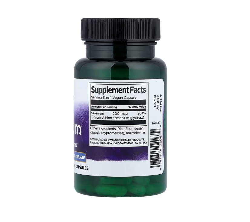 Swanson, Selenio Albion, 200 mcg, 90 cápsulas veganas_1