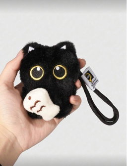 Black Cat Fluffy Keychain