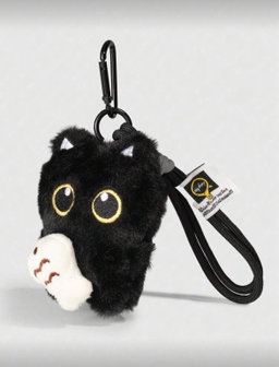 Black Cat Fluffy Keychain