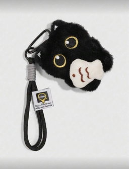 Black Cat Fluffy Keychain