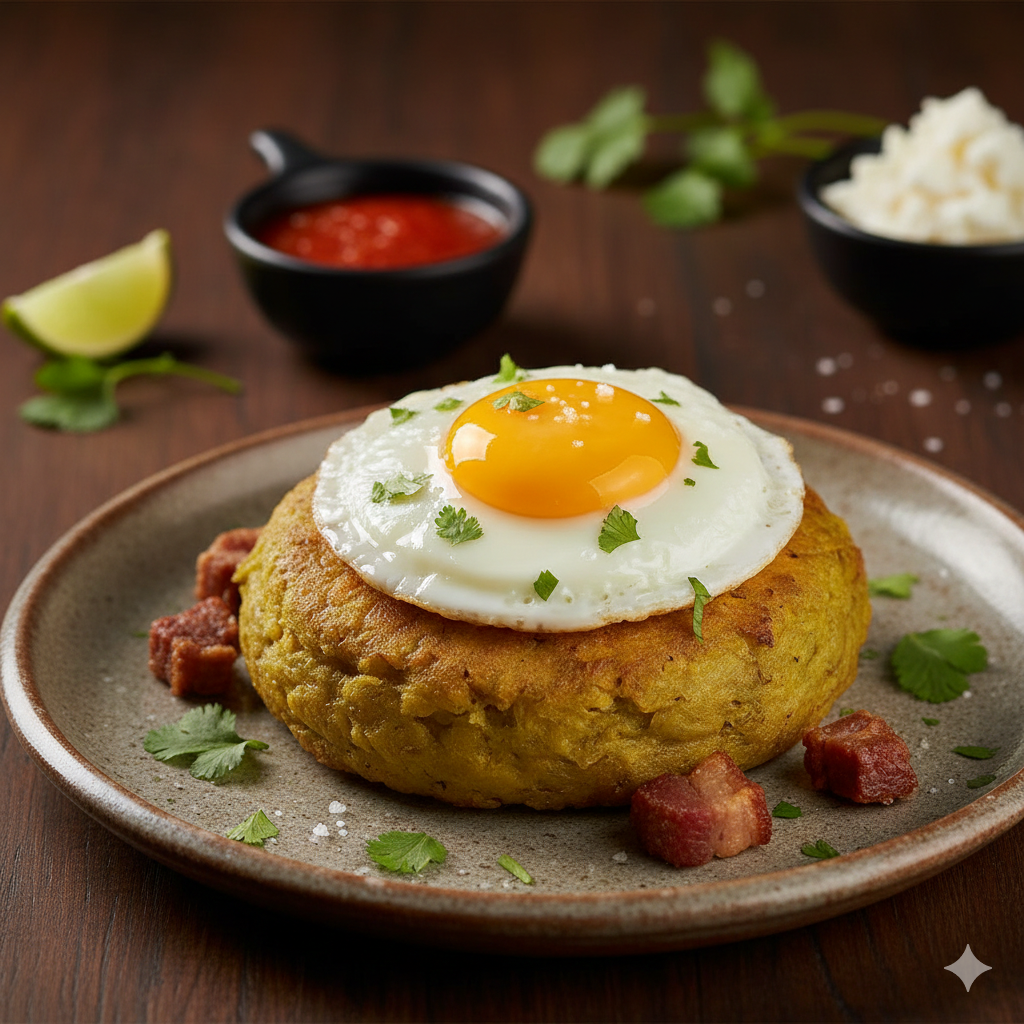 Bolón de chicharrón con huevo