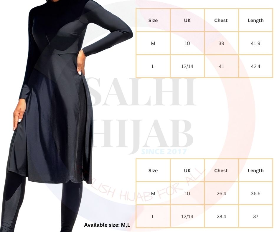 Muslim swim wear wide skirt sleeve zip black_0