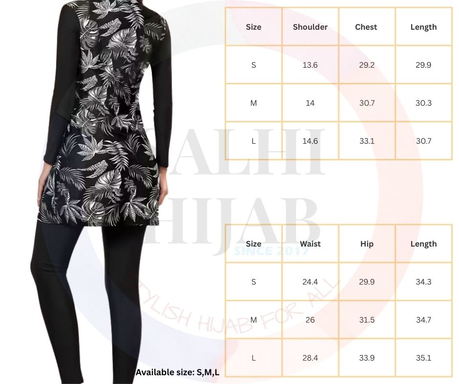 Muslima swimsuit black floral 