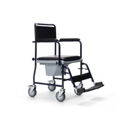 Chaise percée roulante avec accoudoirs et repose-pieds escamotables (PL)