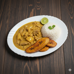 Guatita con arroz y maduro