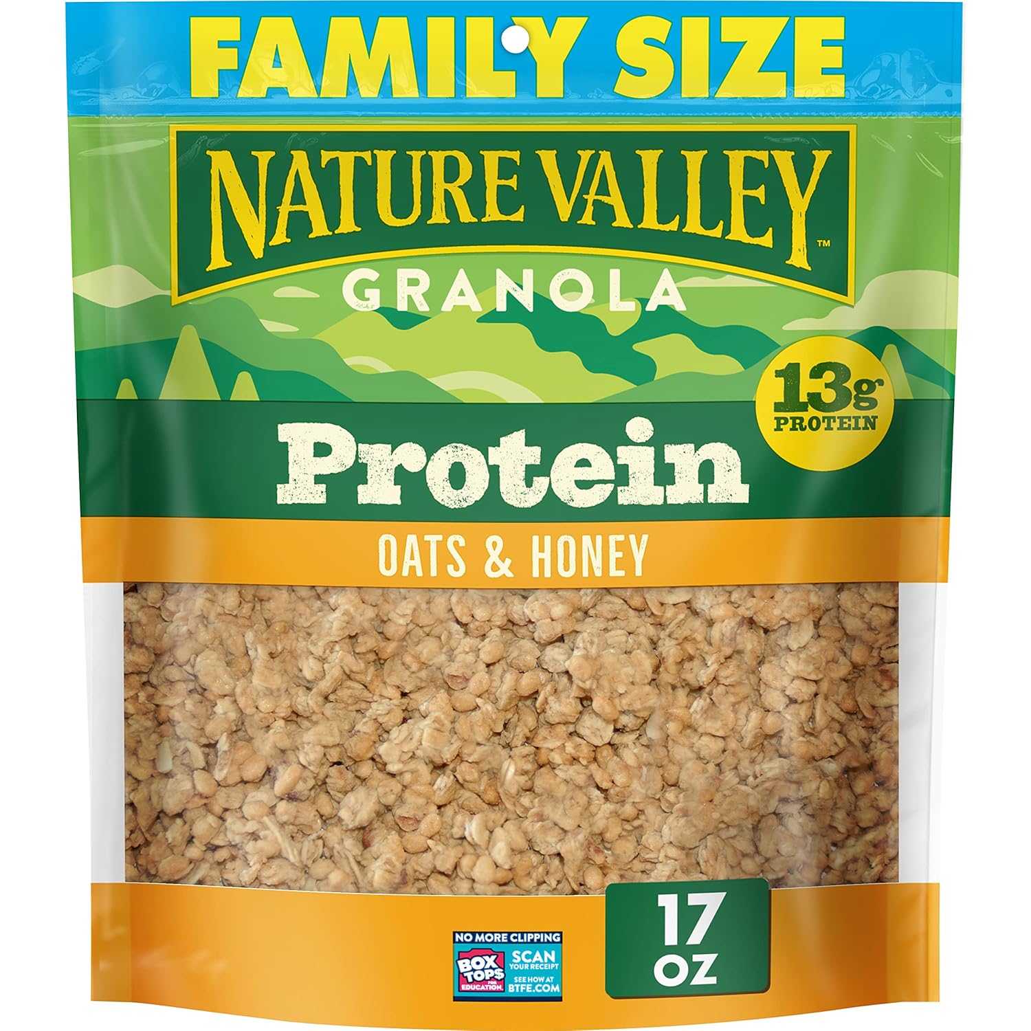 Nature Valley Protein Granola, Oats and Honey Granola, Resealable Snack Pouch, Family Size, 17 oz_0