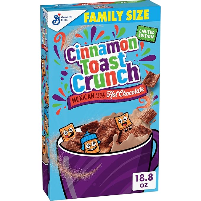 Cinnamon Toast Crunch Breakfast Cereal, Mexican Style Hot Chocolate, Family Size, Limited Edition, 18.8 oz
