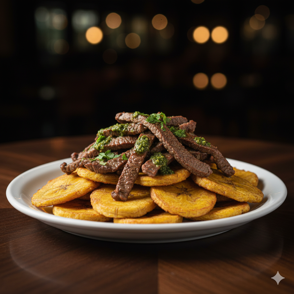 Patacones con carne