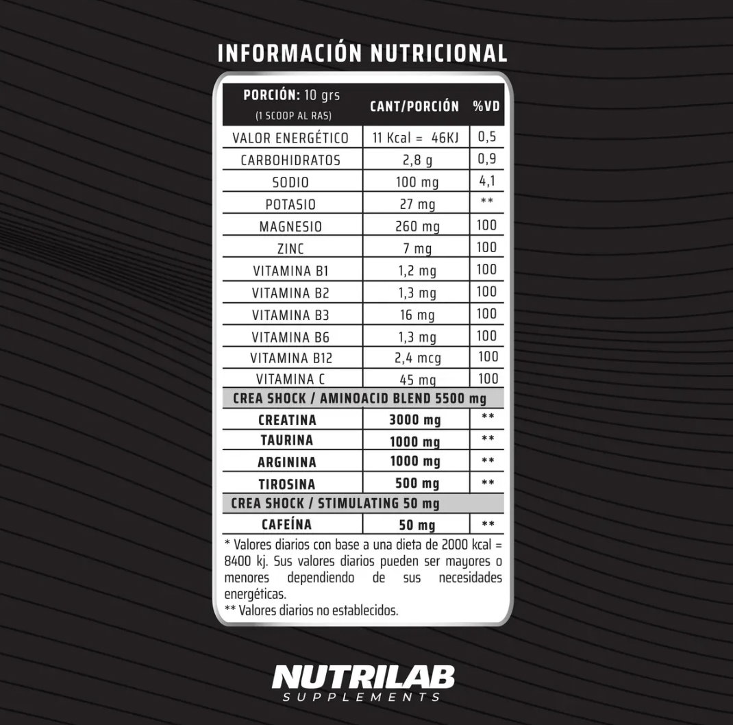 Creatina CreaShock 300g + Cafeina + Vitamina nutrilab_1