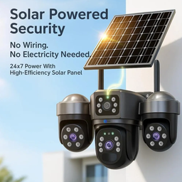 V380 Pro/Sky Vision Ultra HD Triple Lens PTZ Solar Camera, V8 model. 