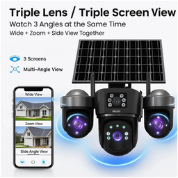 V380 Pro/Sky Vision Ultra HD Triple Lens PTZ Solar Camera, V8 model. 