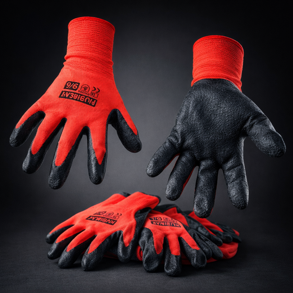High Quality Rubber & Fabric Mixed Breathable Gloves_0