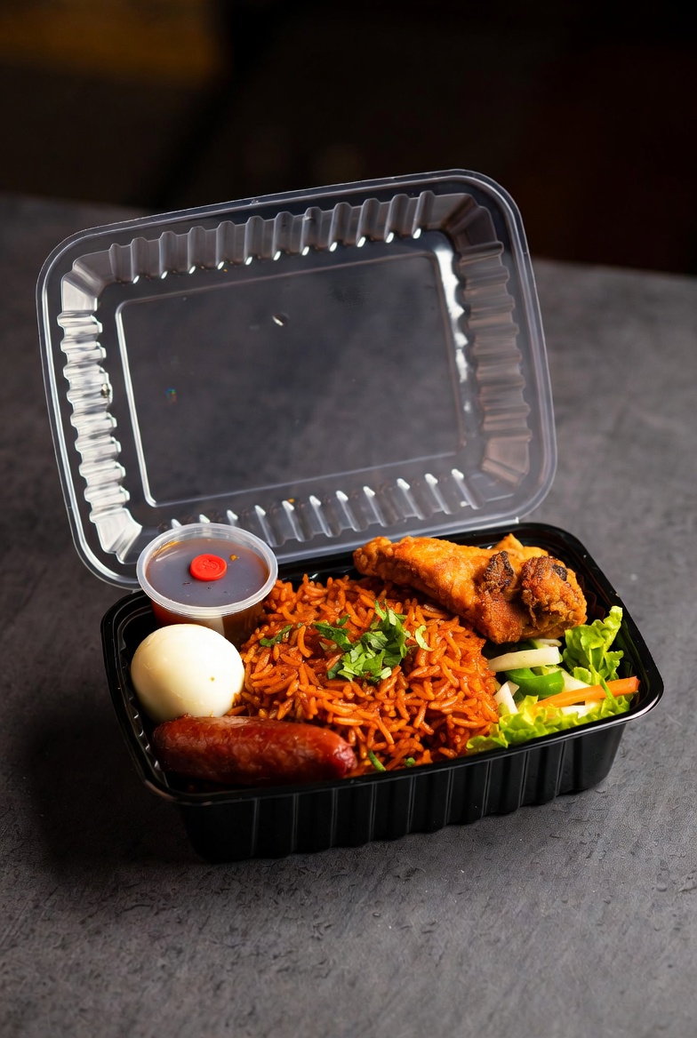 Jollof with Fried Chicken 