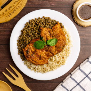 Pollo al horno con lenteja