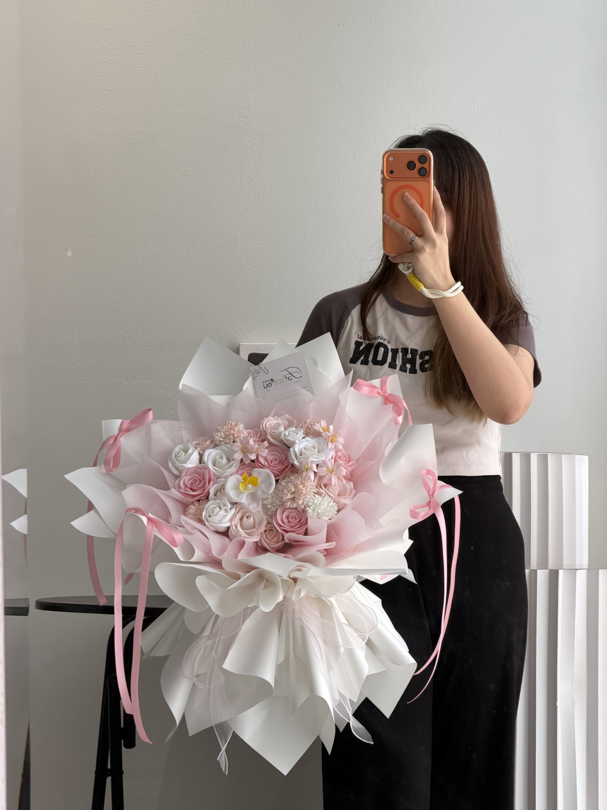 Pink White Mixed Soap Flower Big Bouquet _0