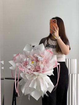 Pink White Mixed Soap Flower Big Bouquet 