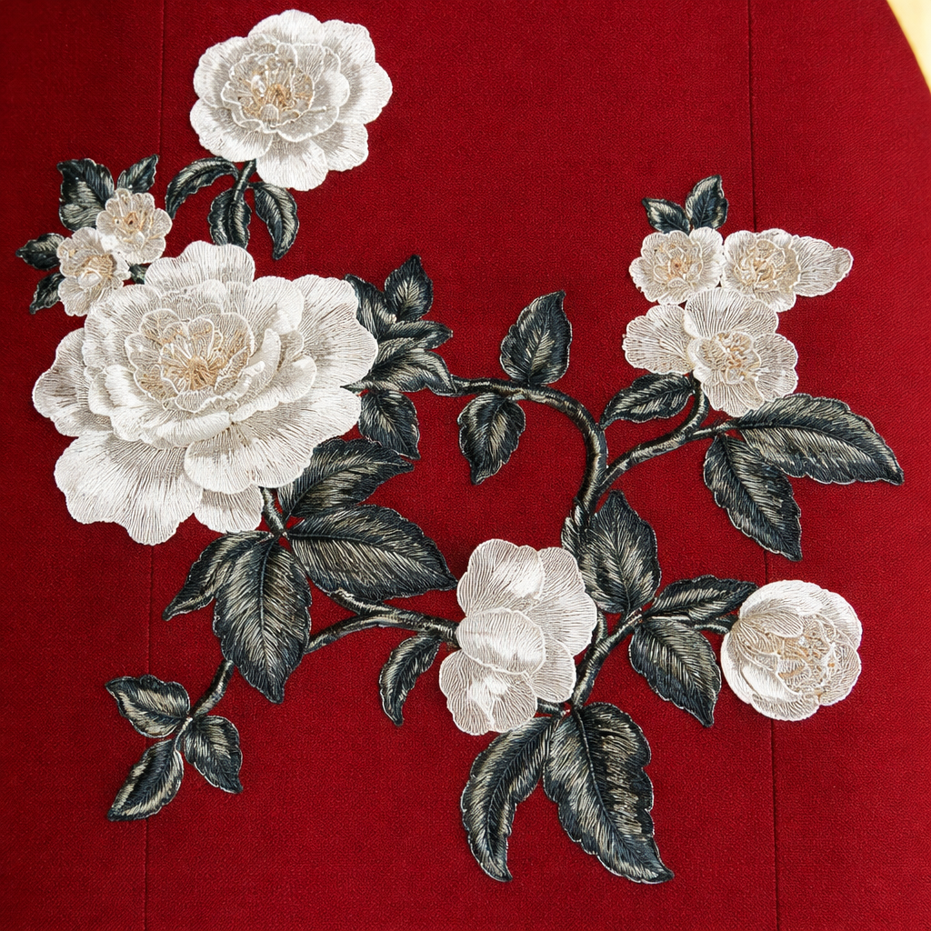 Camelias Japonica on Burgundy _3
