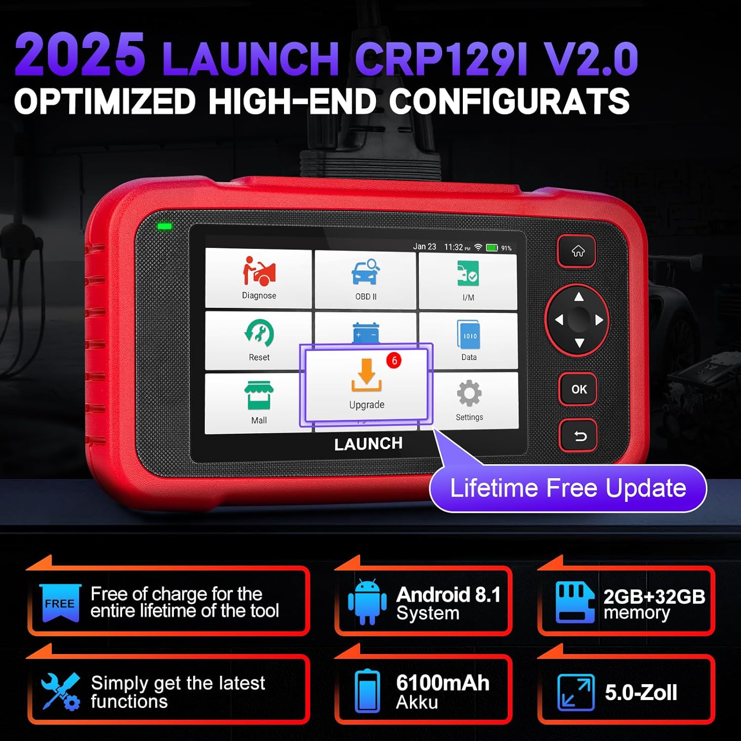 LAUNCH CRP129I V2.0 - Scanner OBD2 4 Systèmes | 12 Réinitialisations Service | Diagnostic Moteur/Boîte/ABS/Airbag | Mise à Jour Gratuite Illimitée_4