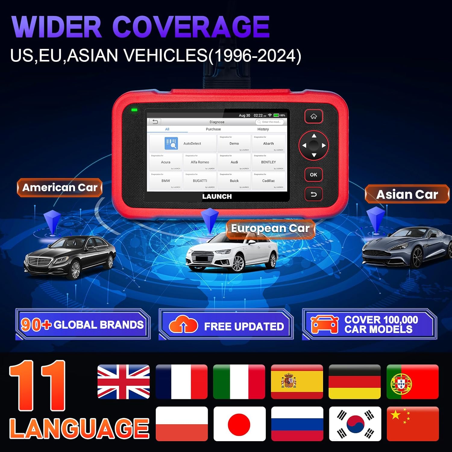 LAUNCH CRP129I V2.0 - Scanner OBD2 4 Systèmes | 12 Réinitialisations Service | Diagnostic Moteur/Boîte/ABS/Airbag | Mise à Jour Gratuite Illimitée_5