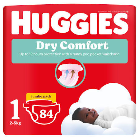 Huggies Dry Comfort Nappies Jumbo Pack Size 1 84
