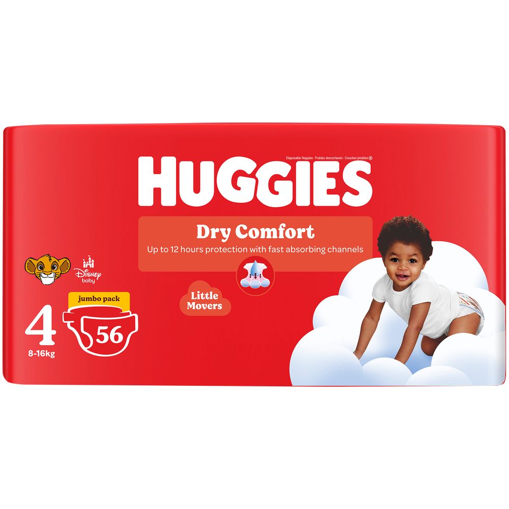 Huggies Dry Comfort Nappies Jumbo Pack Size 4 56