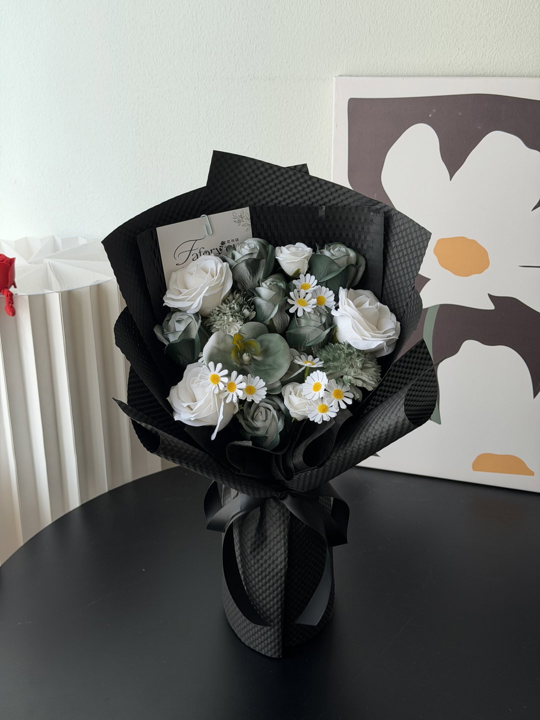 Dark Green Soap Flower Mixed Bouquet 