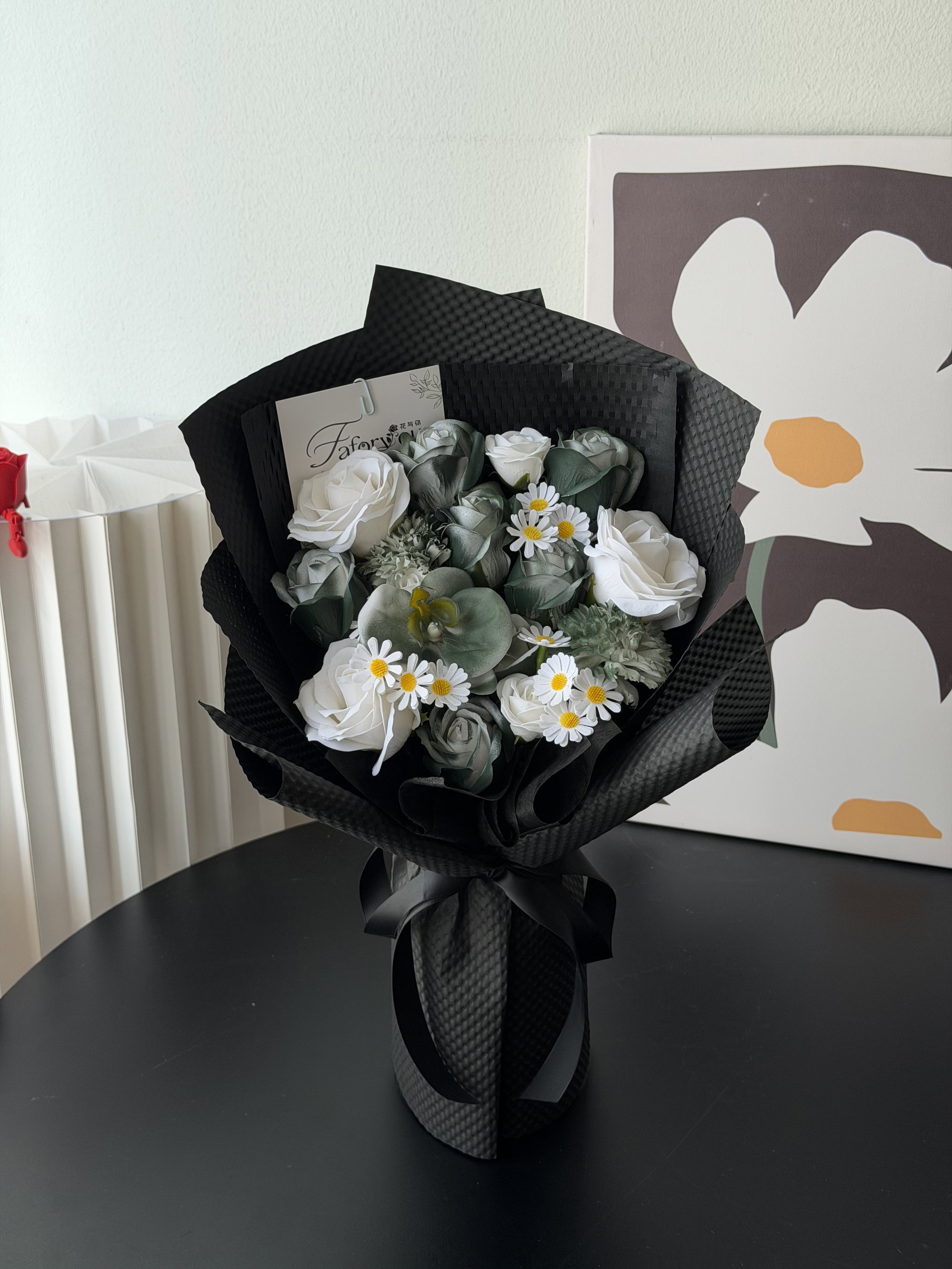 Dark Green Soap Flower Mixed Bouquet _0