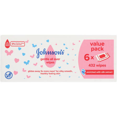 Johnsons Baby Wipes Gentle All Over Wipes Pack Of 432 Wipes
