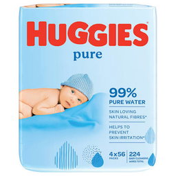 Huggies Baby Wipes (4x56's) Pure