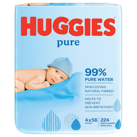 Huggies Baby Wipes (4x56's) Pure