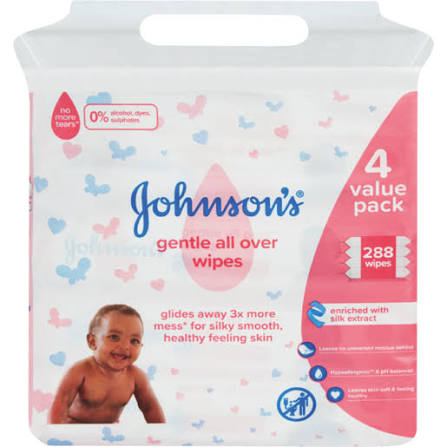 Johnson's Baby, Wipes, Gentle All Over, 4 Value Pack, 244 Wipes (Copy)
