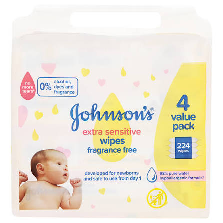 Johnson's Baby Wipes 224/228 per pqck_1