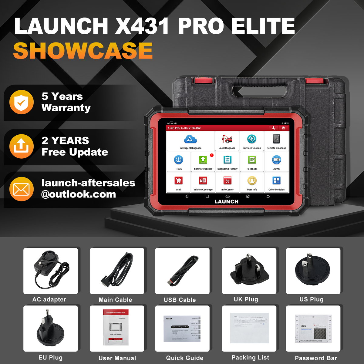 LAUNCH X431 PRO ELITE - Scanner OBD2 Professionnel 10" Tous Systèmes Véhicules | Codage ECU, Diagnostic Complet, 32+ Réinitialisations_4