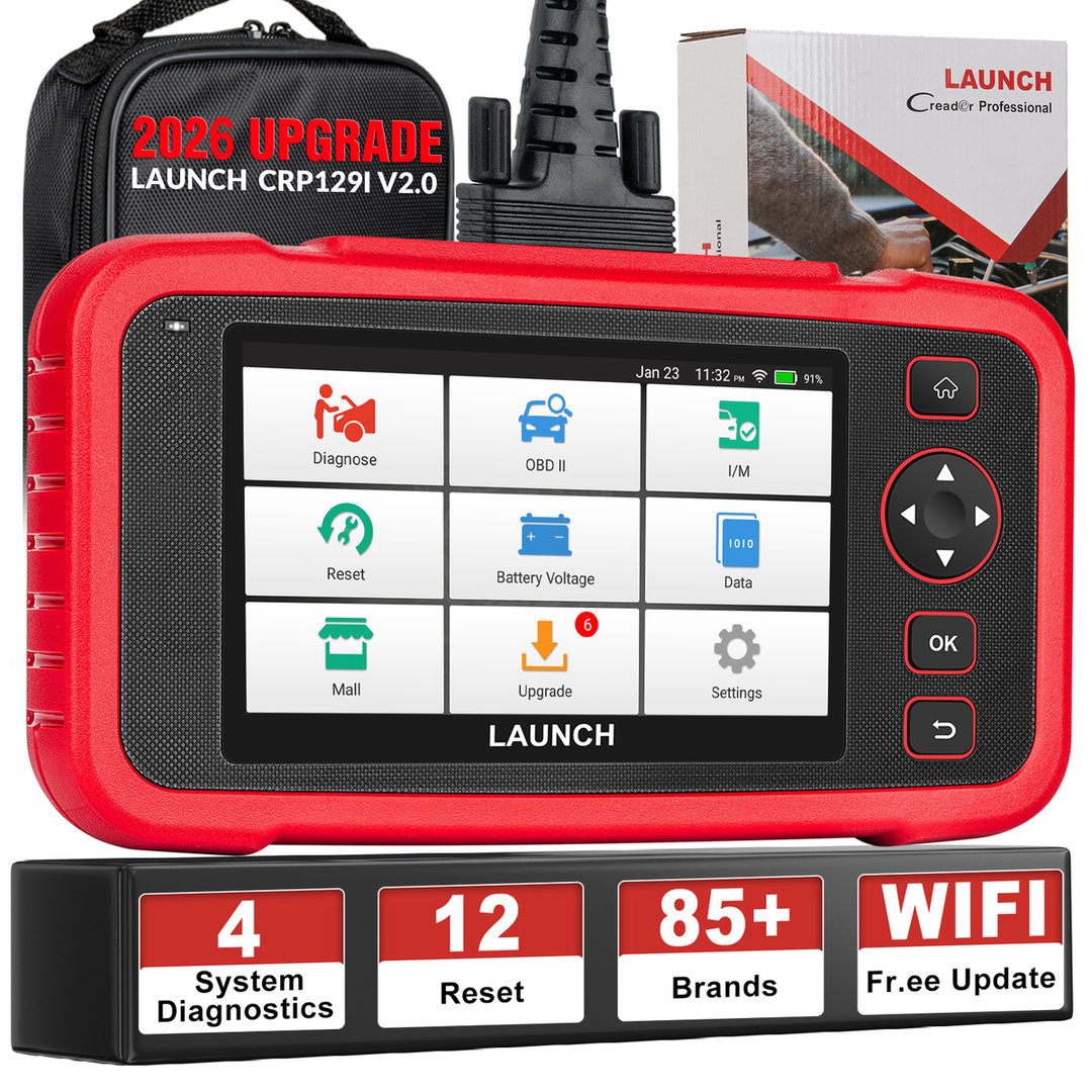LAUNCH CRP129I V2.0 - Scanner OBD2 4 Systèmes | 12 Réinitialisations Service | Diagnostic Moteur/Boîte/ABS/Airbag | Mise à Jour Gratuite Illimitée