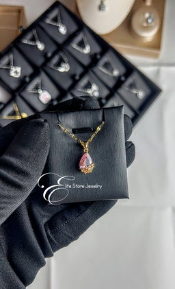 Collier Tulipe pierre Rose en acier inoxydable 