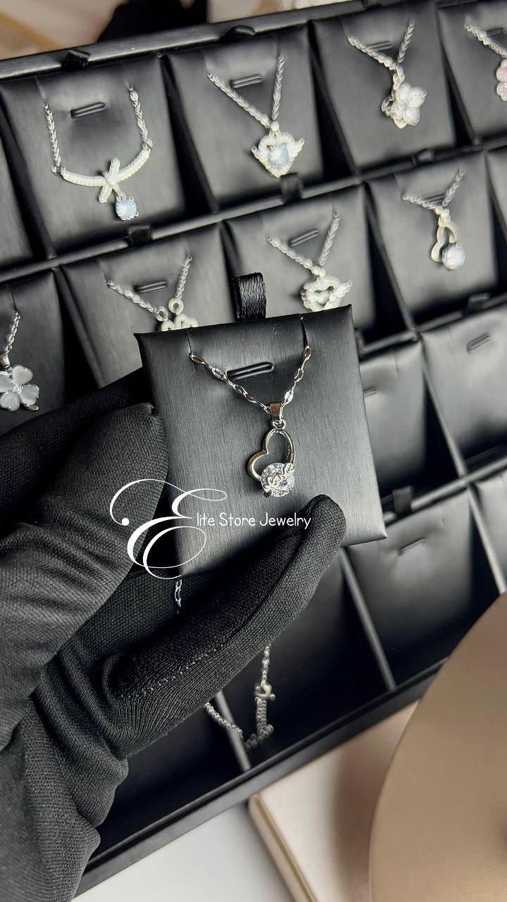 Collier en forme de cœur gravé Love en acier inoxydable _1