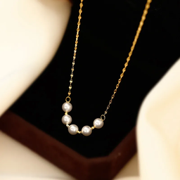 Collier avec perle blanche,en acier inoxydable 