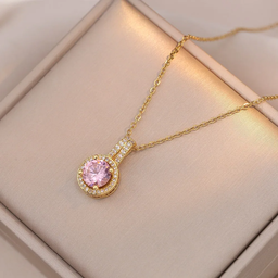 Collier en or Pierre rose Fine
